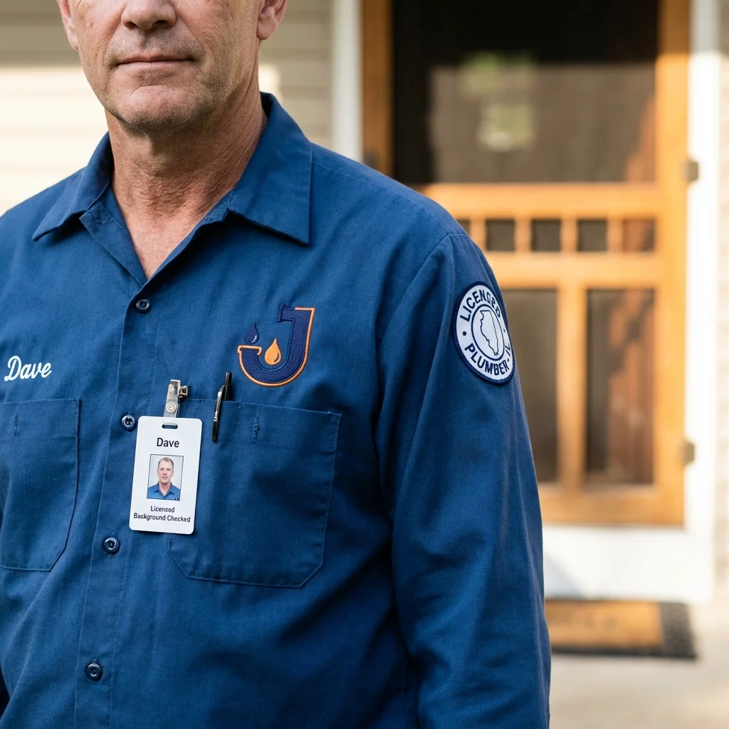 Licensed plumber showing ID badge in Telluride, CO